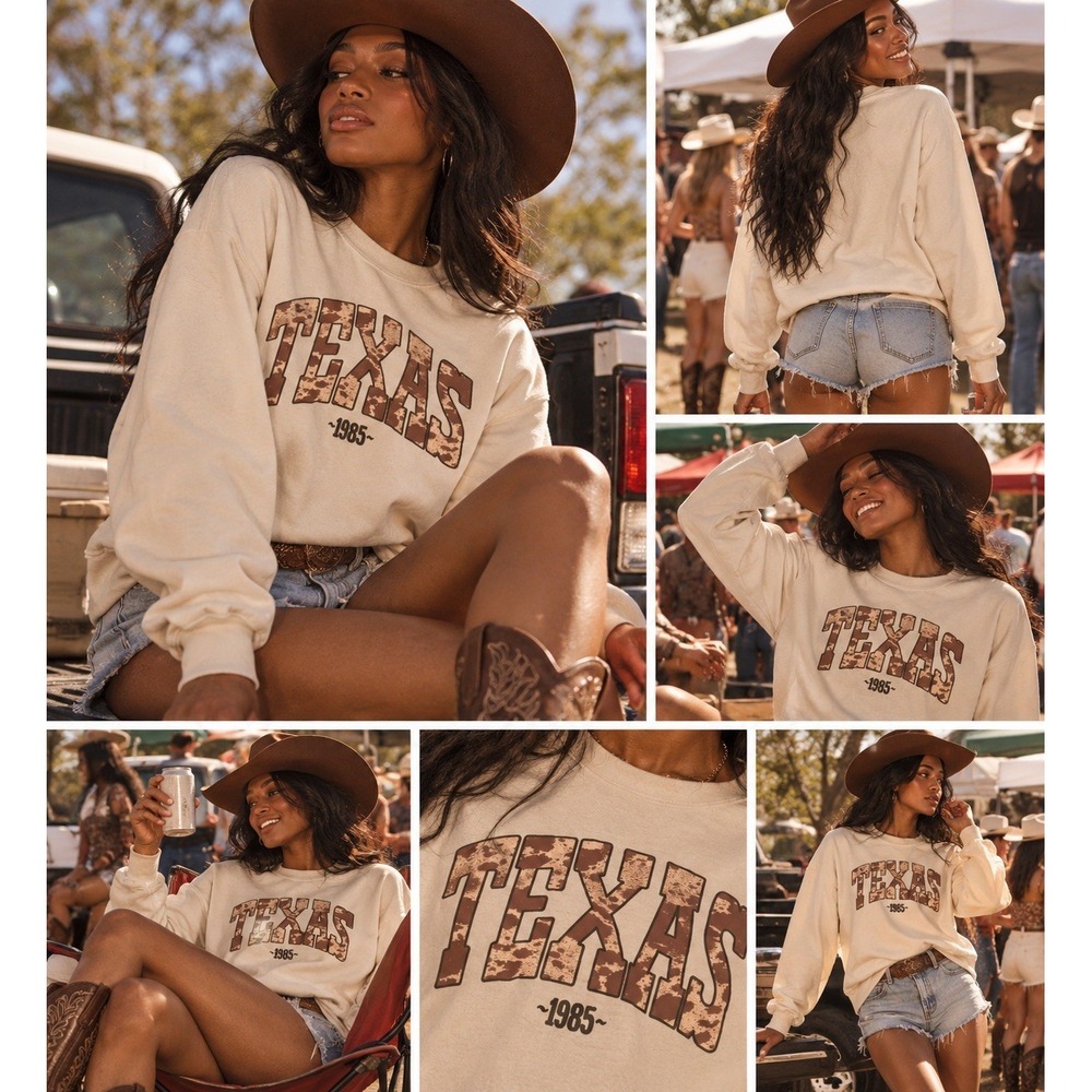 Anthropologie Texas 1985 Graphic Logo Crewneck Fleece Sweatshirt Women's M